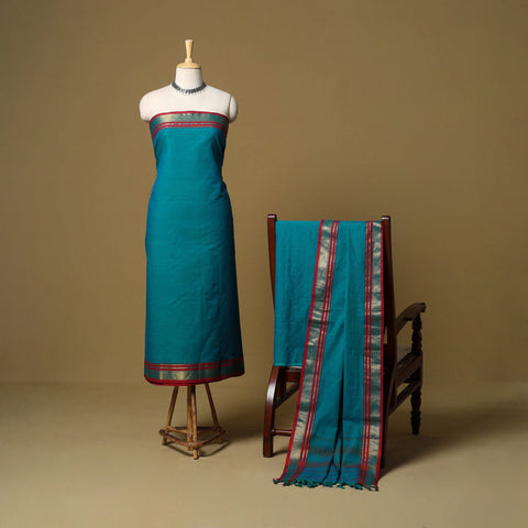 3pc cotton unstitched dharwad dress material with border 01