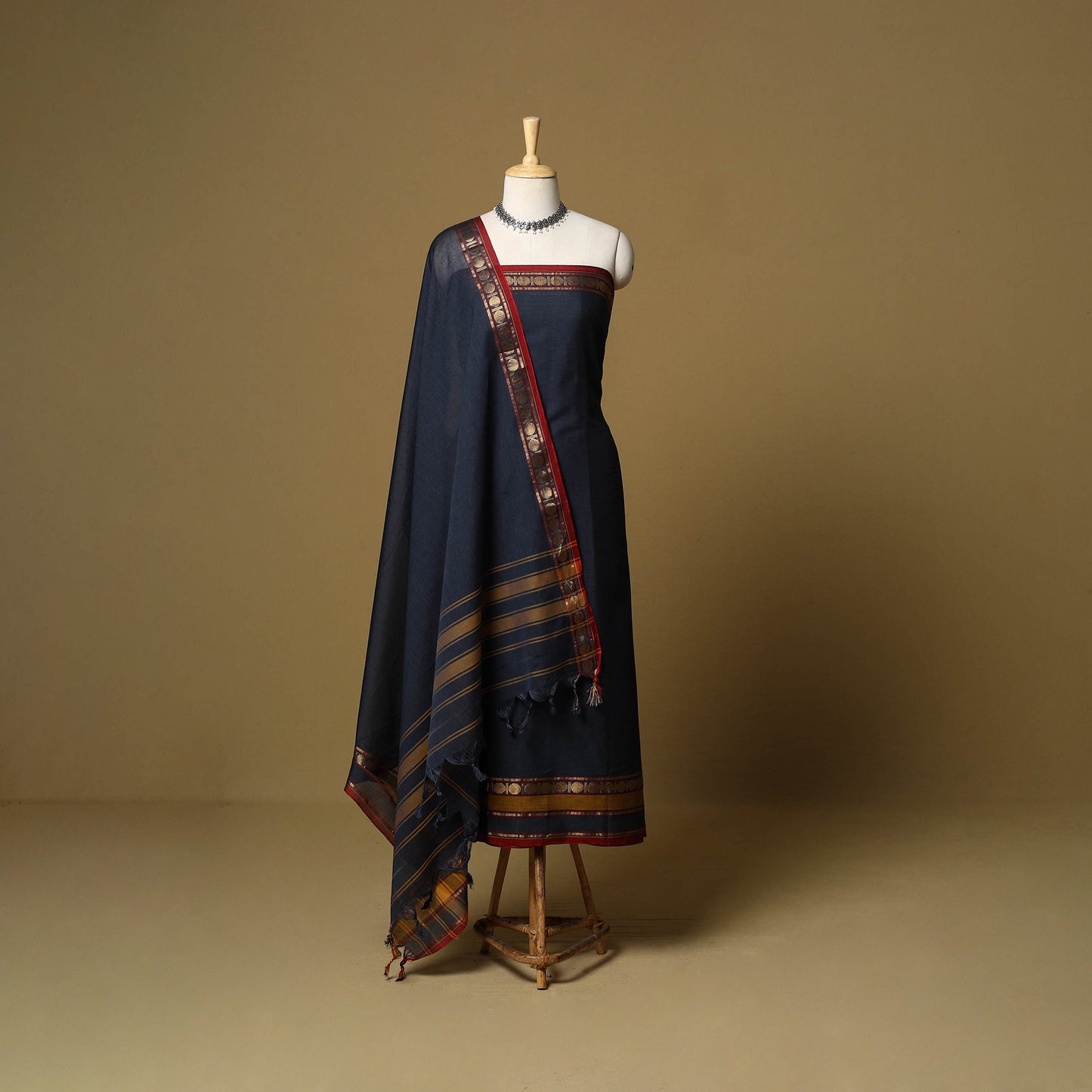 3pc cotton unstitched dharwad dress material with border 02