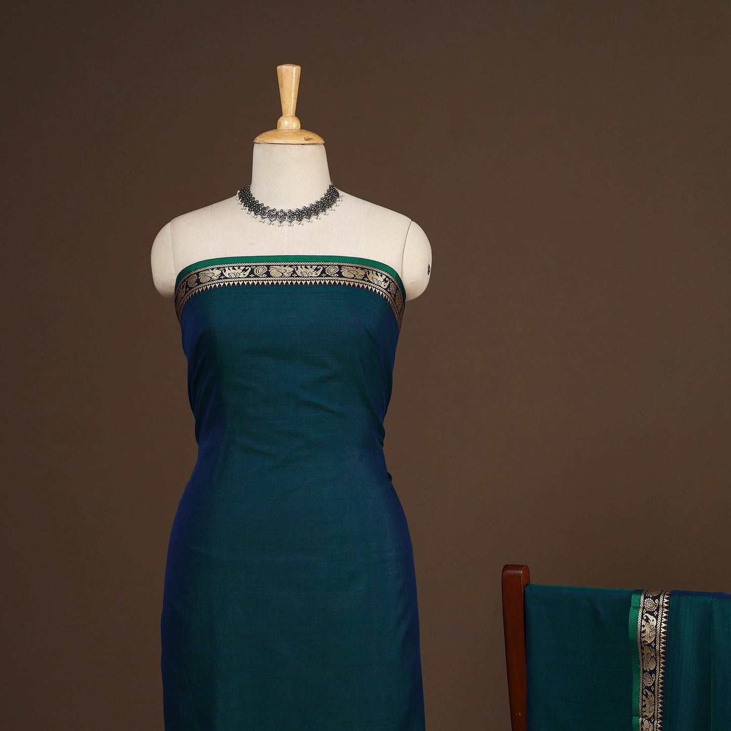 Blue - 3pc cotton unstitched dharwad dress material