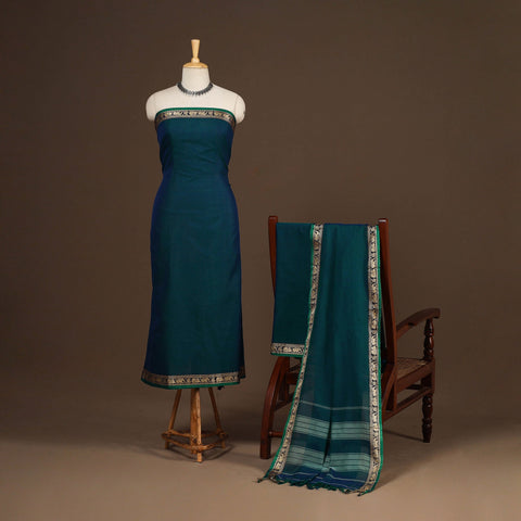 Blue - 3pc cotton unstitched dharwad dress material