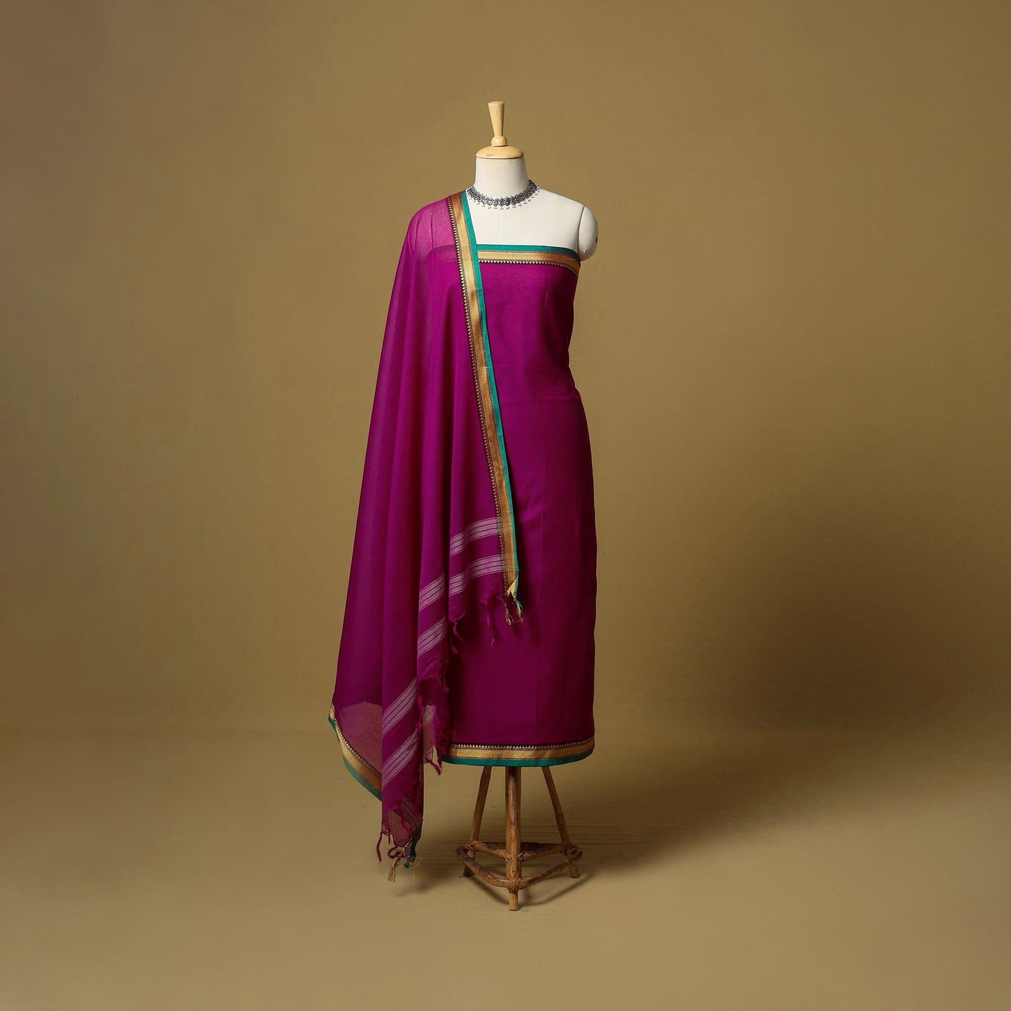 3pc cotton unstitched dharwad dress material with border 05