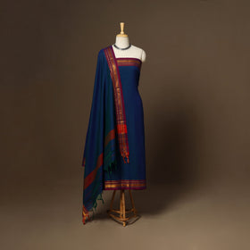 Blue - 3pc cotton unstitched dharwad dress material