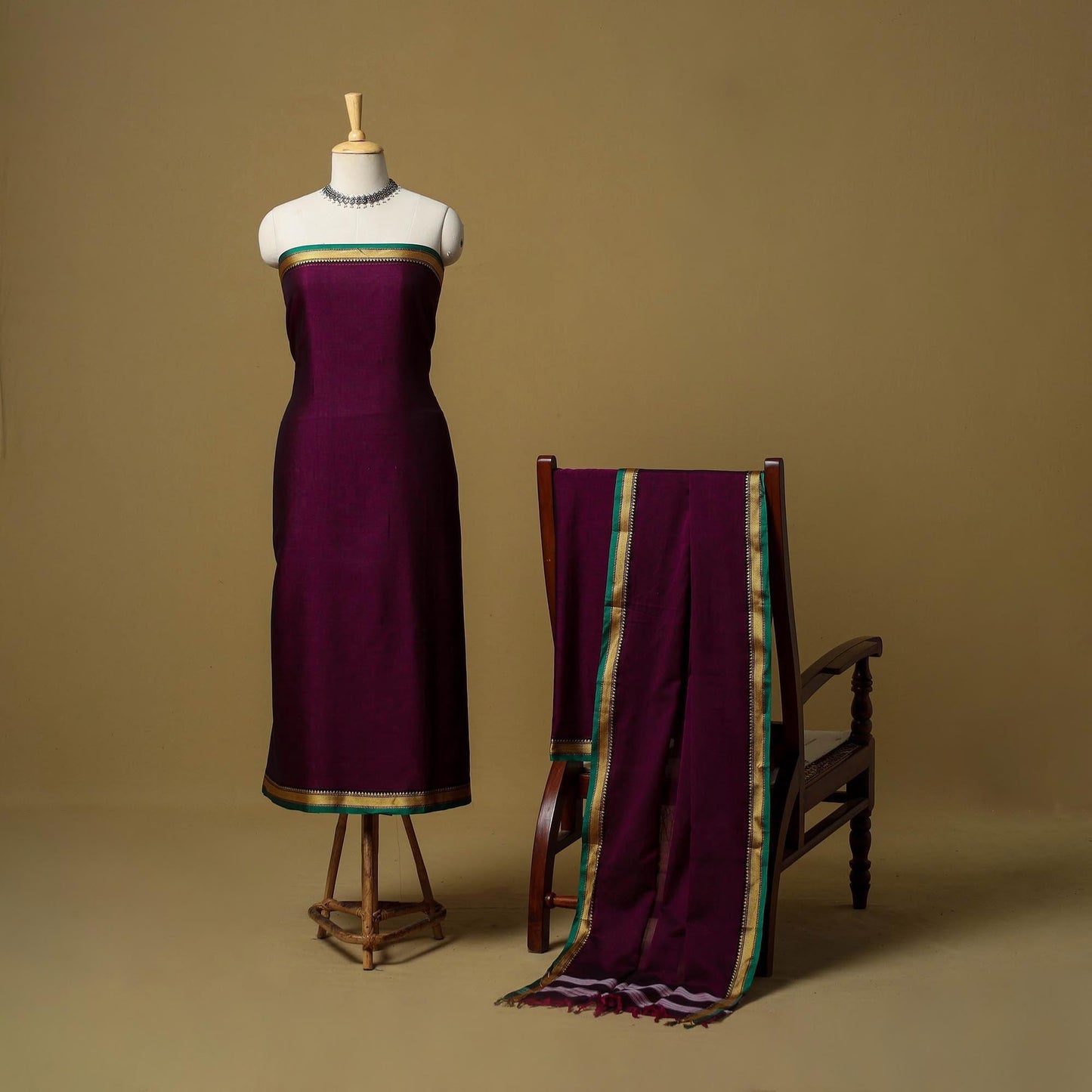 3pc cotton unstitched dharwad dress material with border 08