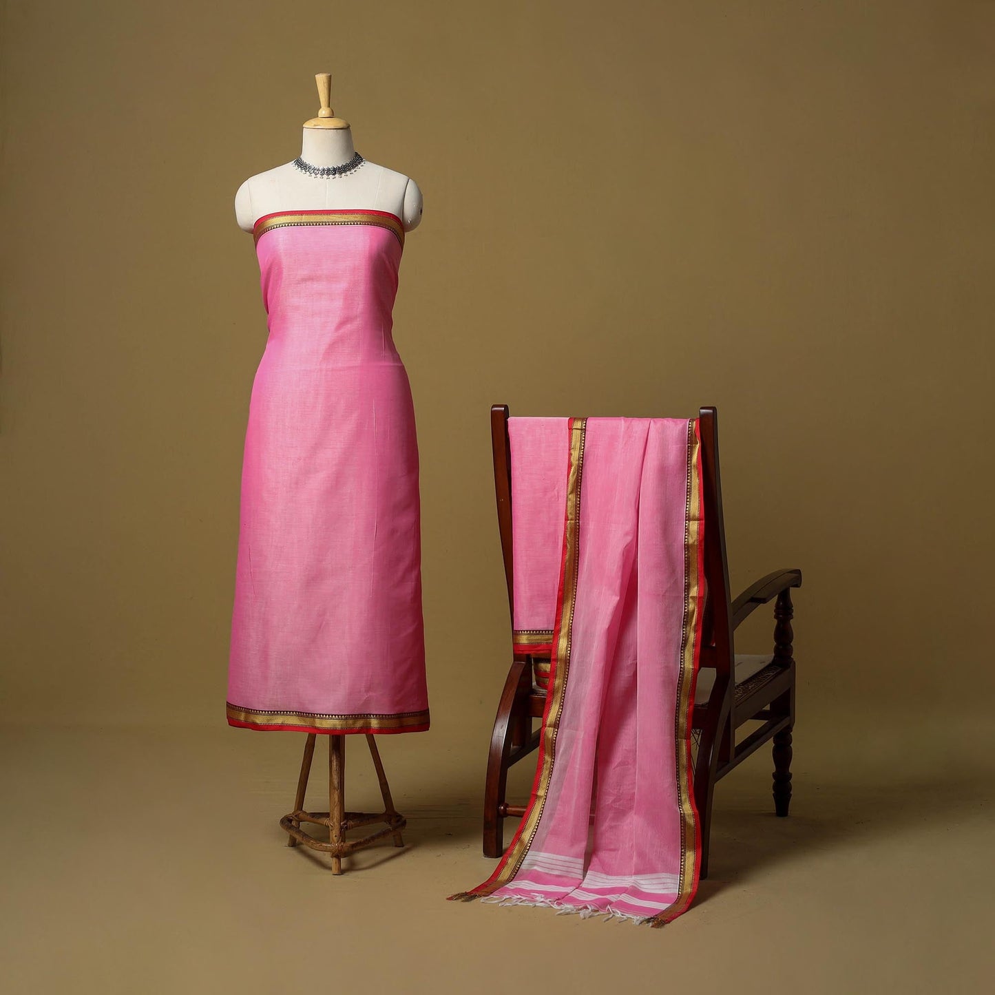 3pc cotton unstitched dharwad dress material with border 09