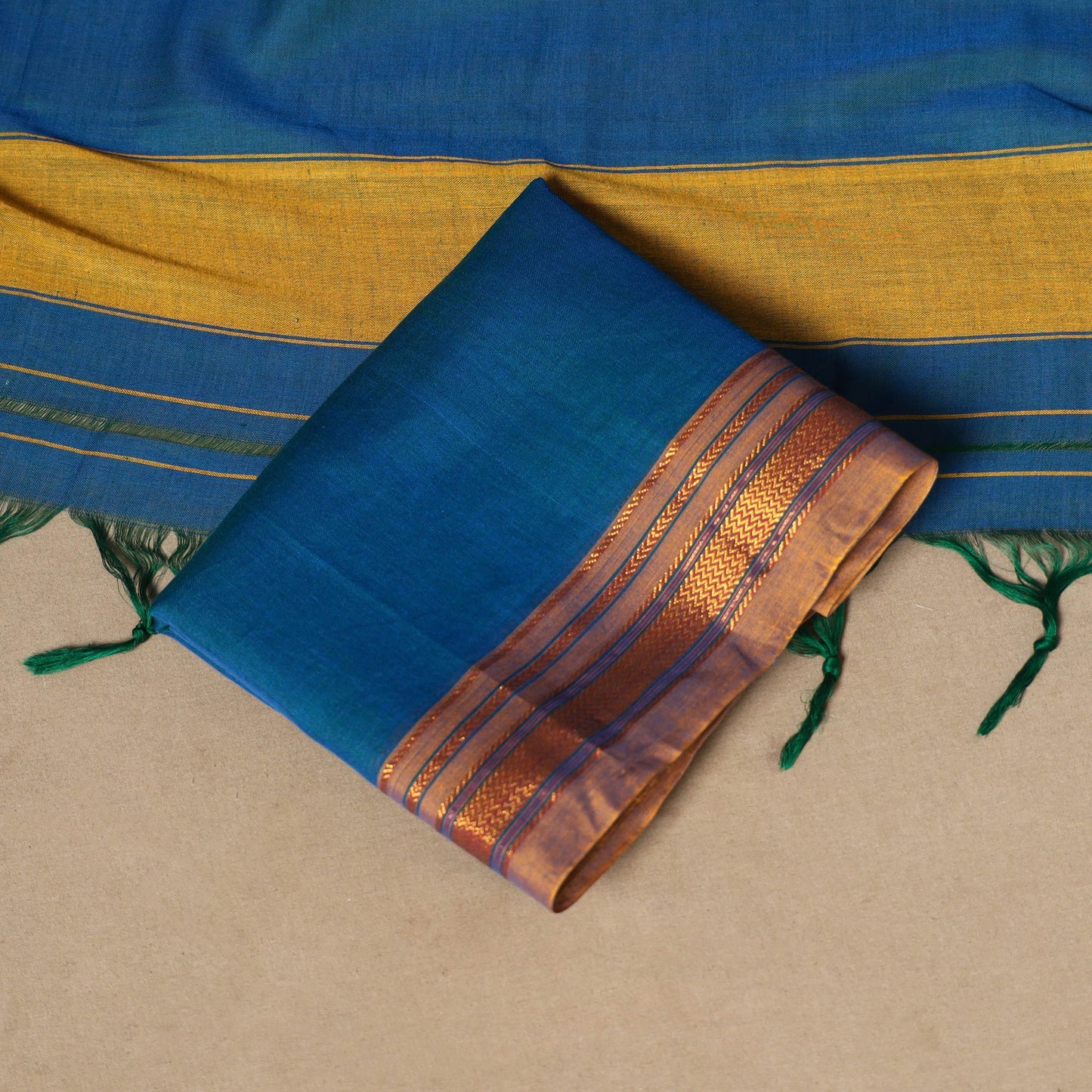 Blue - 3pc cotton unstitched dharwad dress material