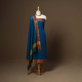 Blue - 3pc cotton unstitched dharwad dress material