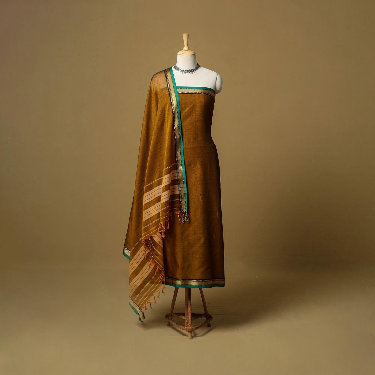 3pc cotton unstitched dharwad dress material with border 13