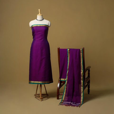 3pc cotton unstitched dharwad dress material with border 14