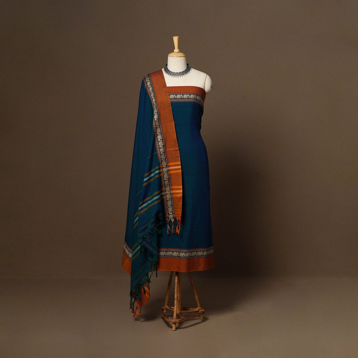 Blue - 3pc cotton unstitched dharwad dress material