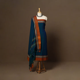 Blue - 3pc cotton unstitched dharwad dress material