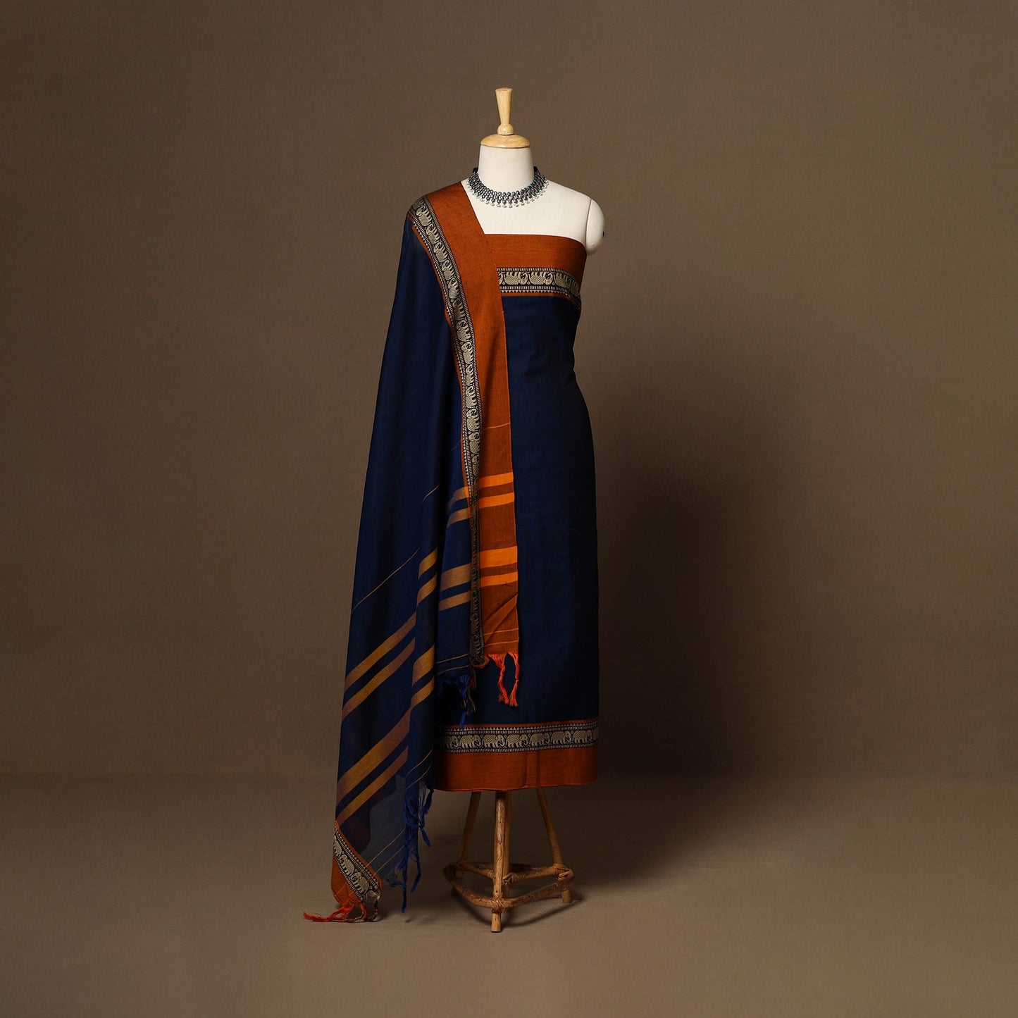 Blue - 3pc cotton unstitched dharwad dress material