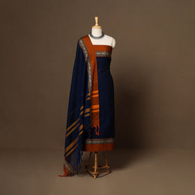 Blue - 3pc cotton unstitched dharwad dress material