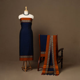 Blue - 3pc cotton unstitched dharwad dress material