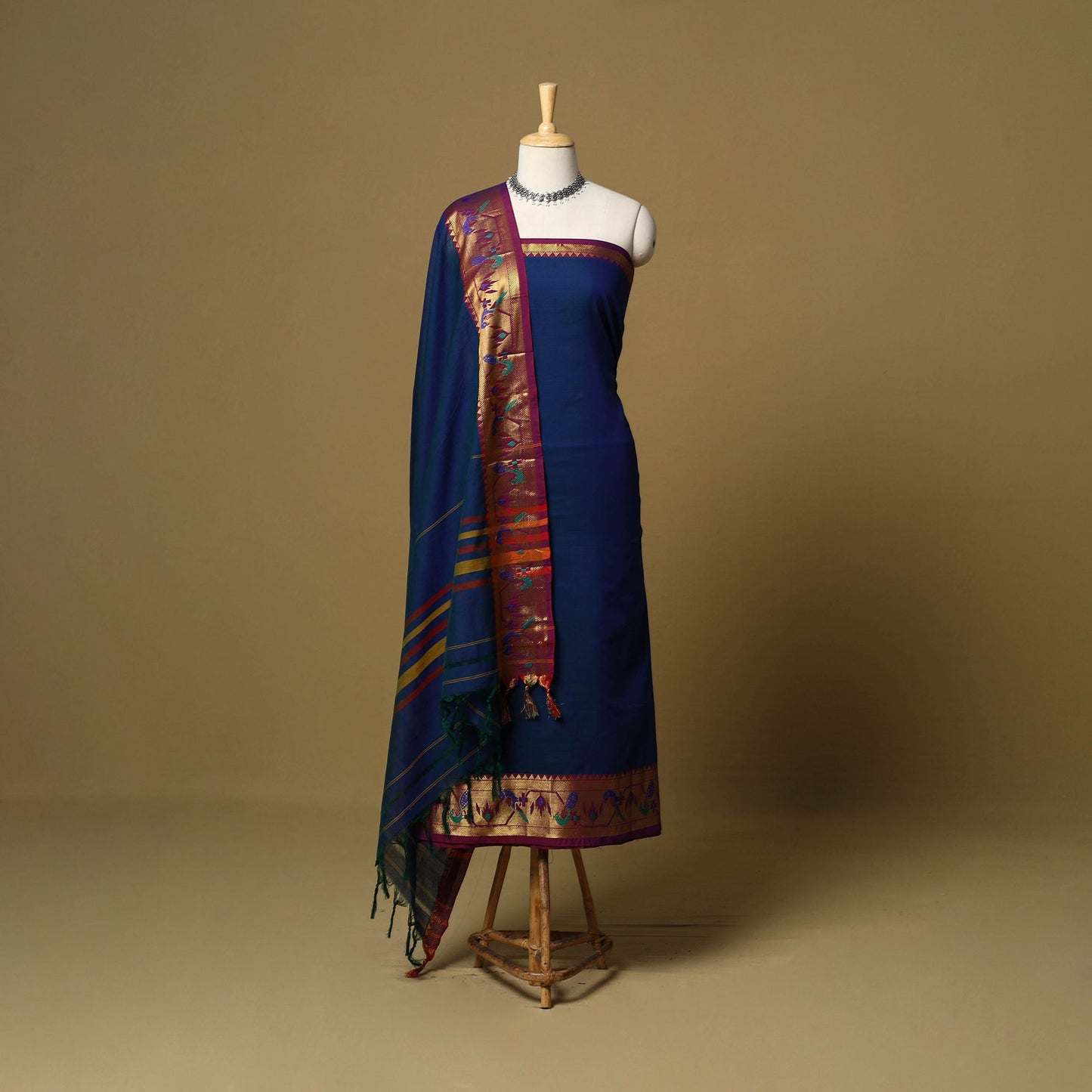 3pc cotton unstitched dharwad dress material with border 51