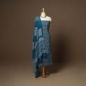 Blue - 3pc cotton unstitched hand batik dress material 05