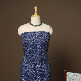 Blue - 3pc cotton unstitched hand batik dress material 05