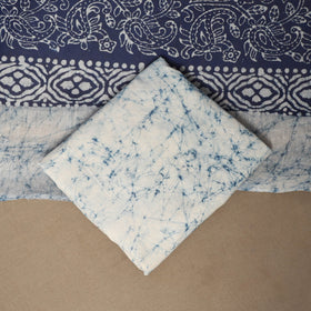 Blue - 3pc cotton unstitched hand batik dress material 05