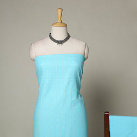 Blue - 3pc cotton unstitched jacquard dress material 12