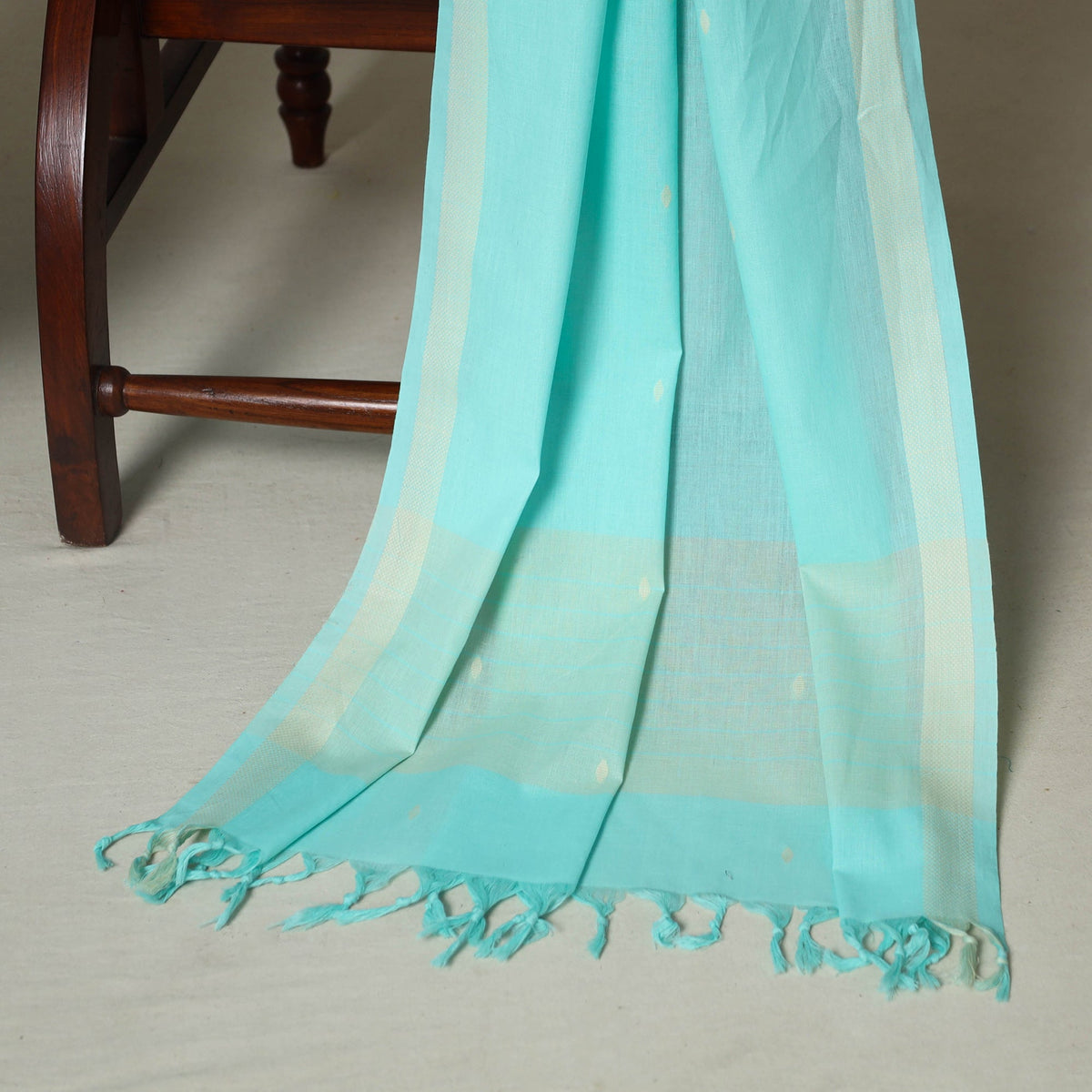 Blue - 3pc cotton unstitched jacquard dress material 12