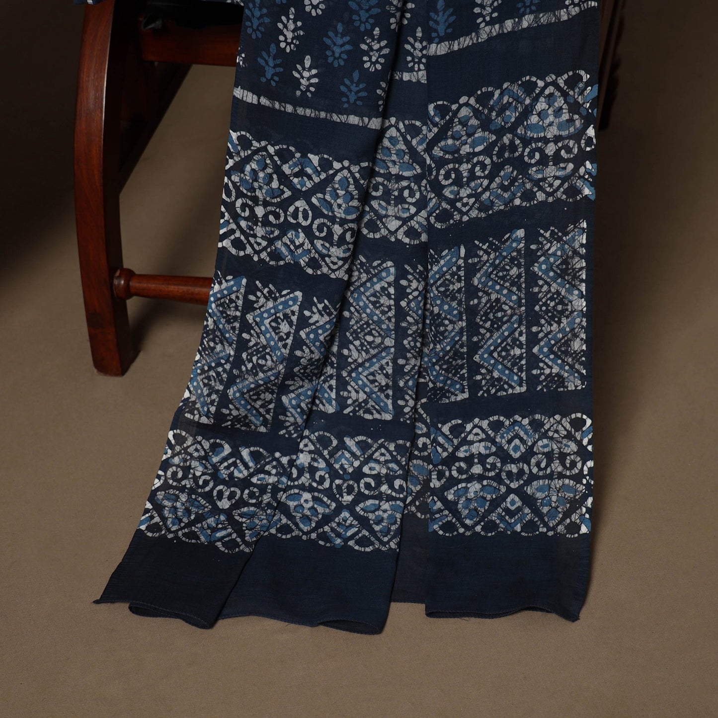 Blue - 3pc cotton unstitched kutch batik dress material 04