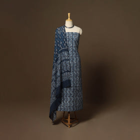 Blue - 3pc cotton unstitched kutch batik dress material 04