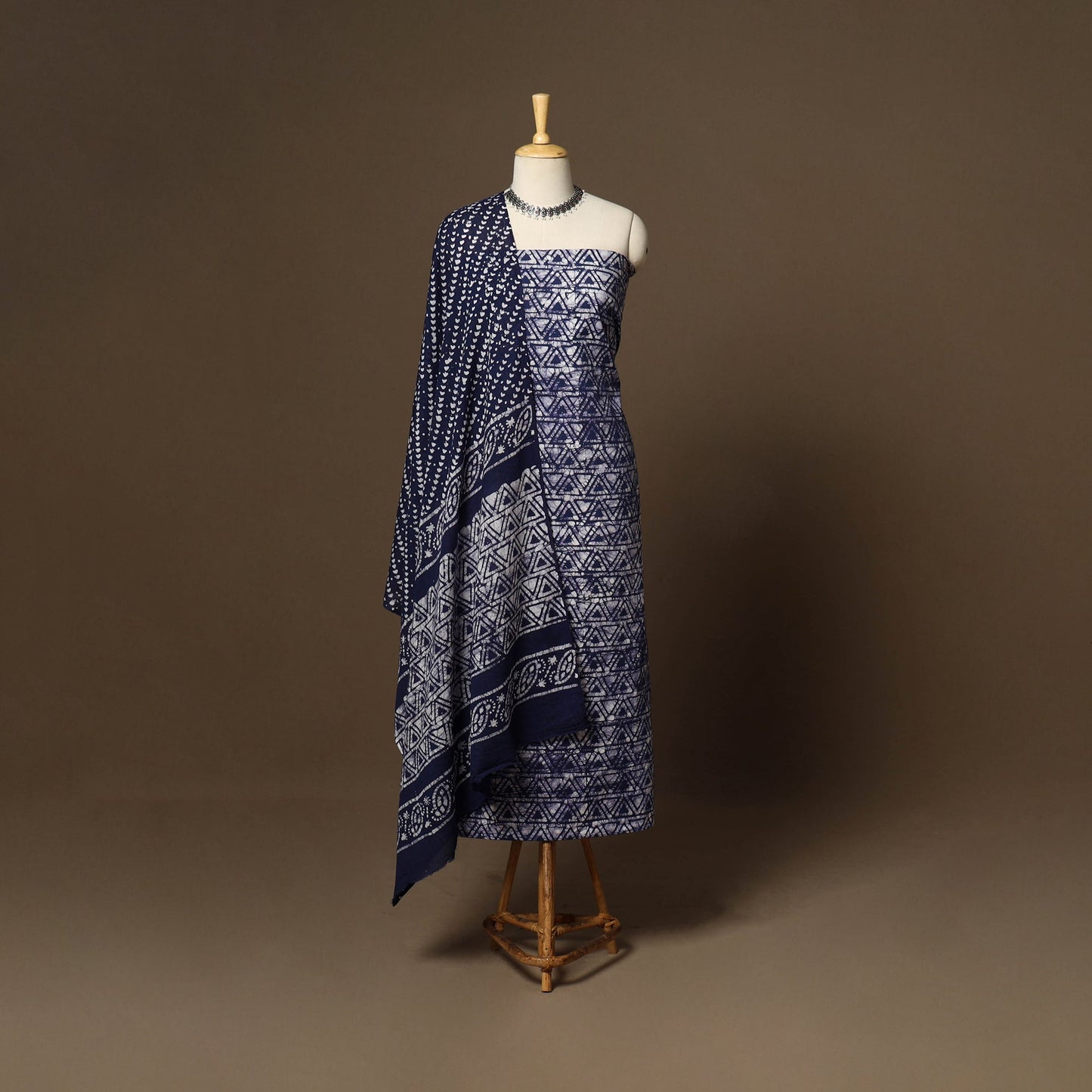 Blue - 3pc cotton unstitched kutch batik dress material 05