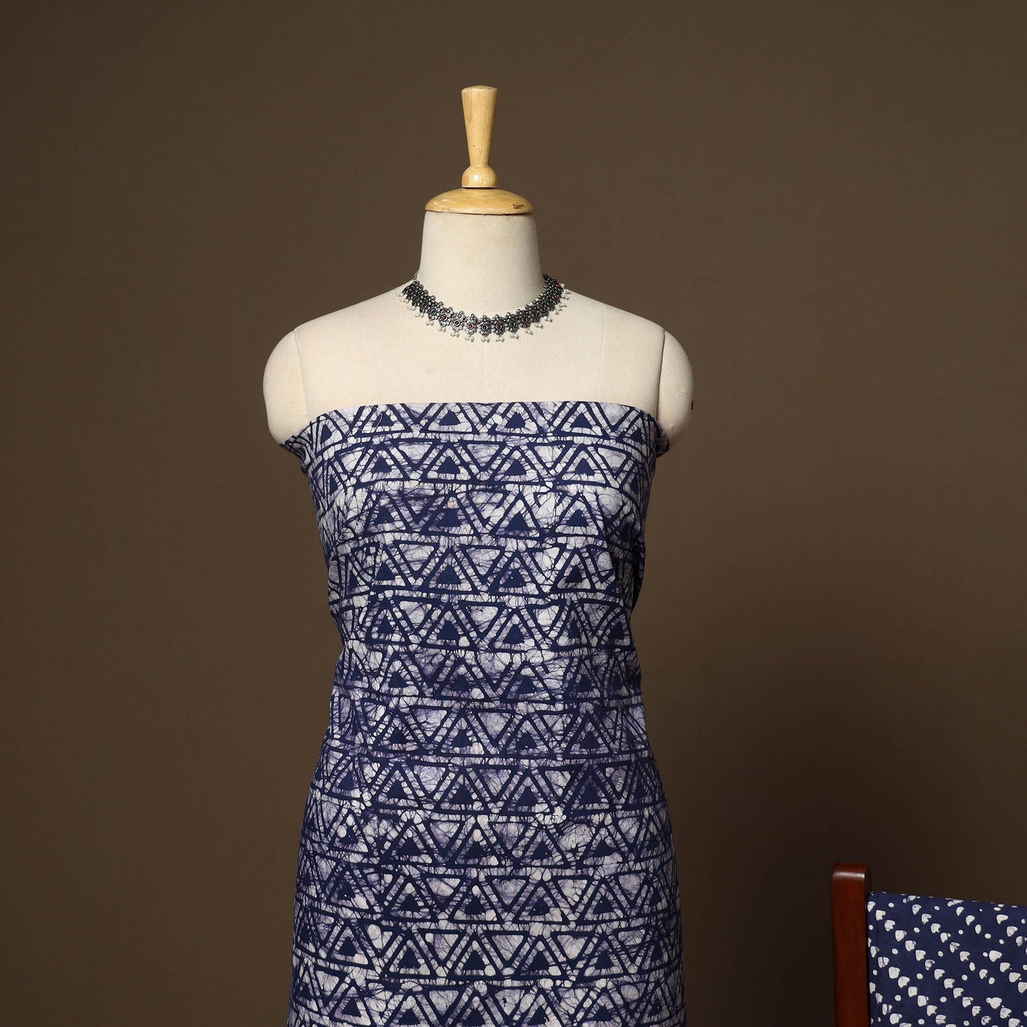 Blue - 3pc cotton unstitched kutch batik dress material 05