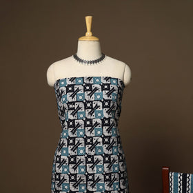 Blue - 3pc cotton unstitched kutch batik dress material 15