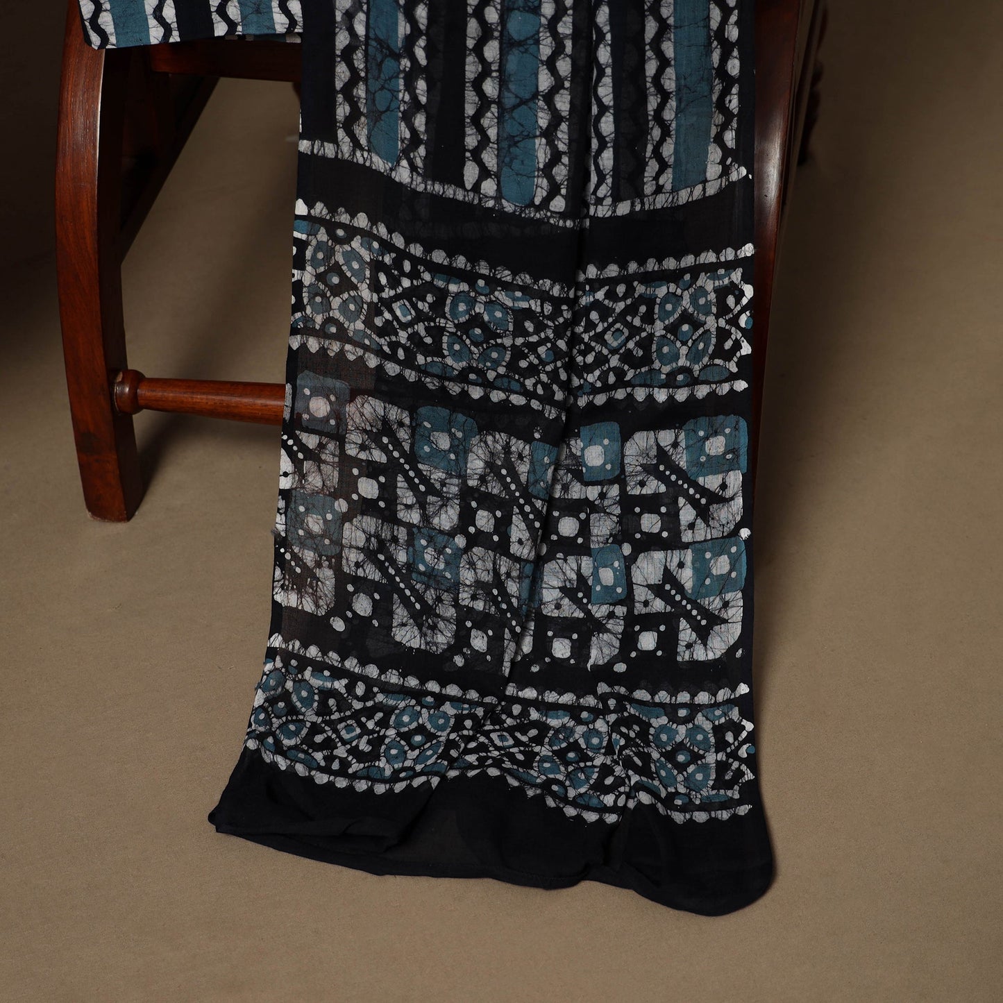 Blue - 3pc cotton unstitched kutch batik dress material 15