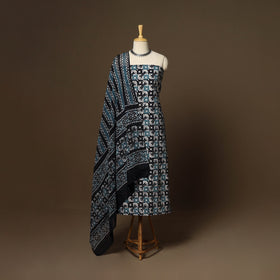 Blue - 3pc cotton unstitched kutch batik dress material 15