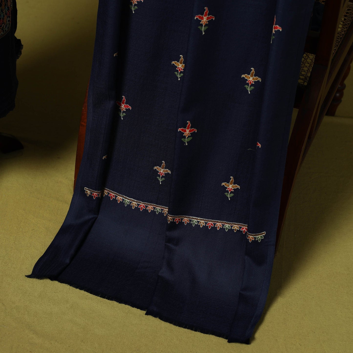 3pc embroidered merino wool unstitched dress material 13