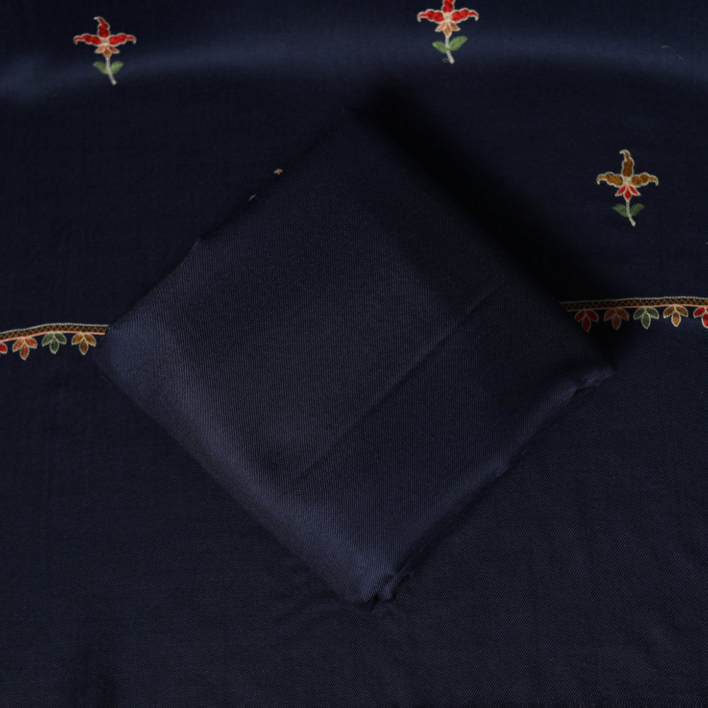 3pc embroidered merino wool unstitched dress material 13