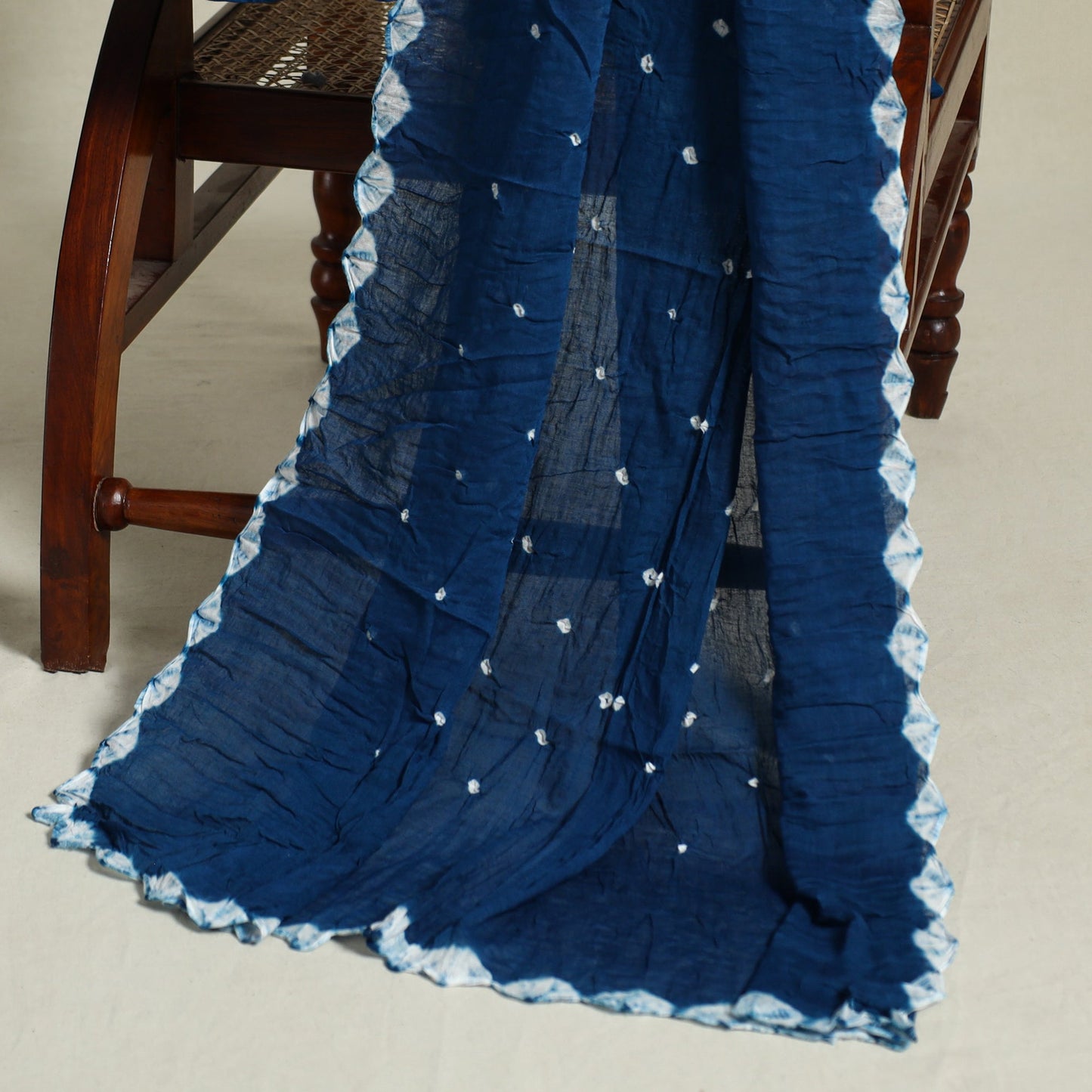 Blue 3pc Embroidered Unstitched Kutch Bandhani Dress Material