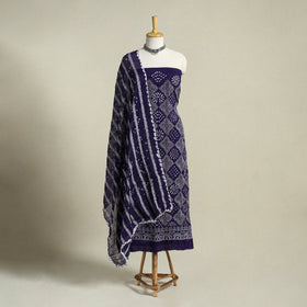 Blue - 3pc embroidered unstitched kutch bandhani dress