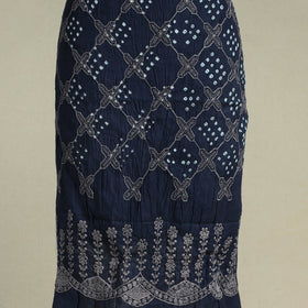 Blue 3pc Embroidered Unstitched Kutch Bandhani Dress Material