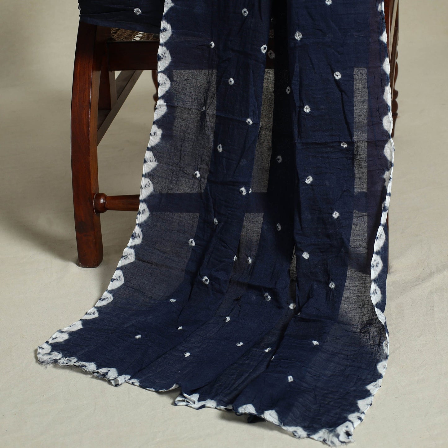 Blue 3pc Embroidered Unstitched Kutch Bandhani Dress Material