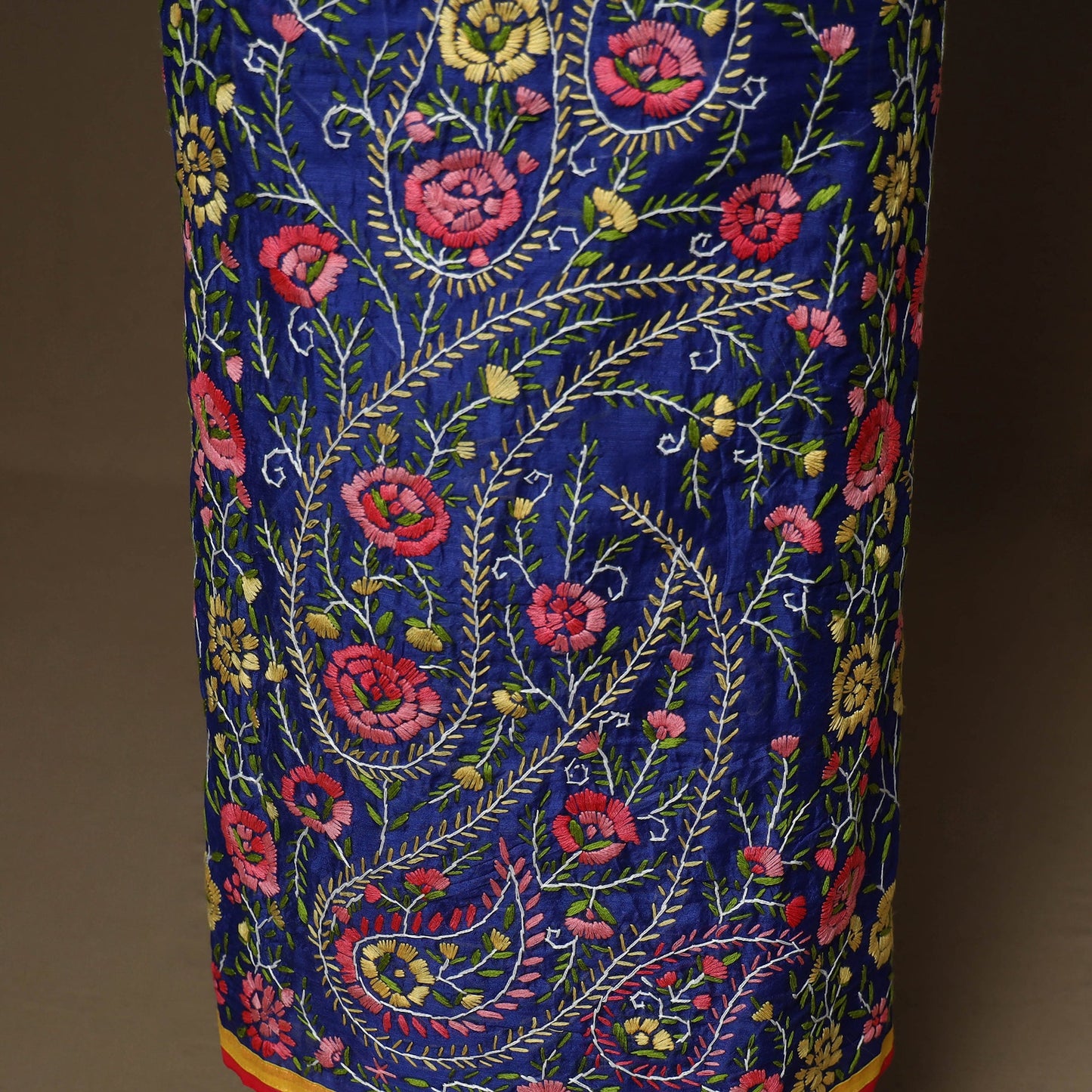 Blue - 3pc hand embroidery chanderi silk unstitched