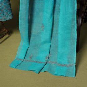 Blue - 3pc hand embroidery cotton lucknow chikankari dress