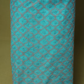 Blue - 3pc hand embroidery cotton lucknow chikankari dress