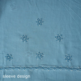 Blue - 3pc hand embroidery cotton lucknow chikankari dress