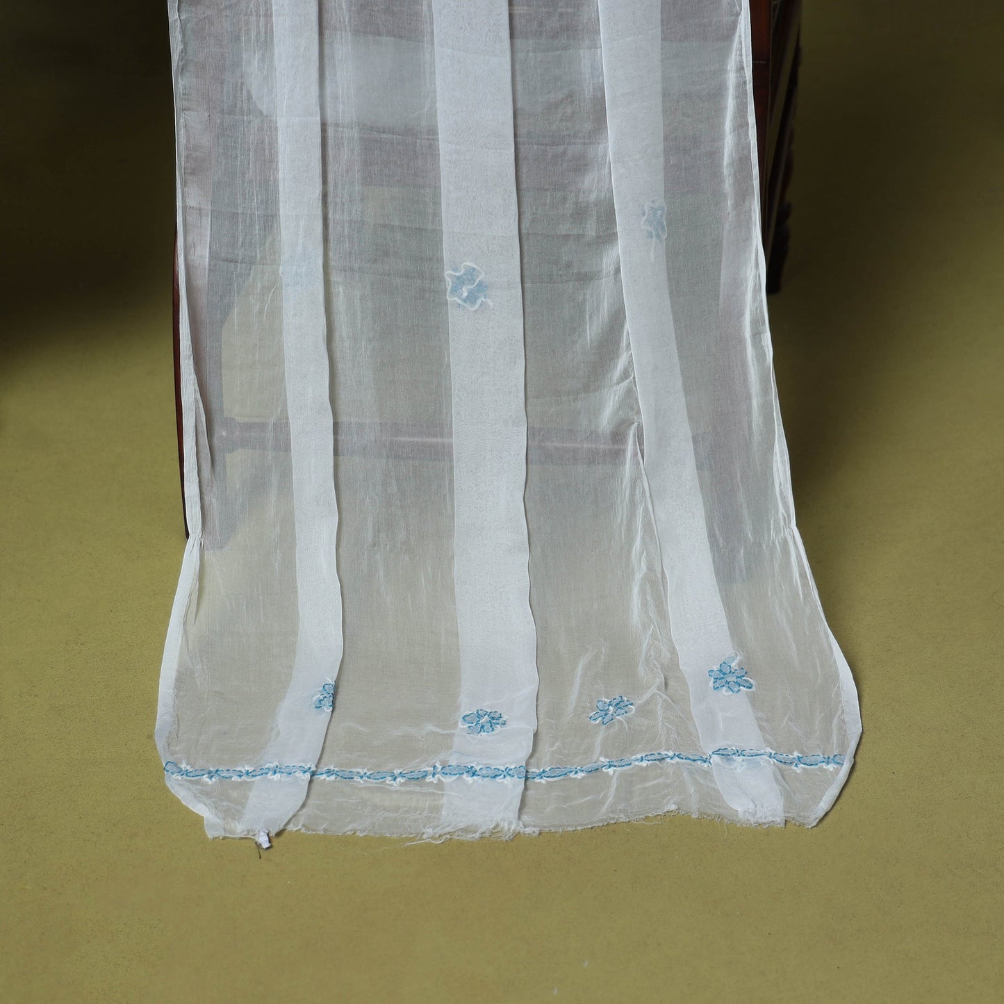 Blue - 3pc hand embroidery cotton lucknow chikankari dress