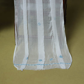 Blue - 3pc hand embroidery cotton lucknow chikankari dress