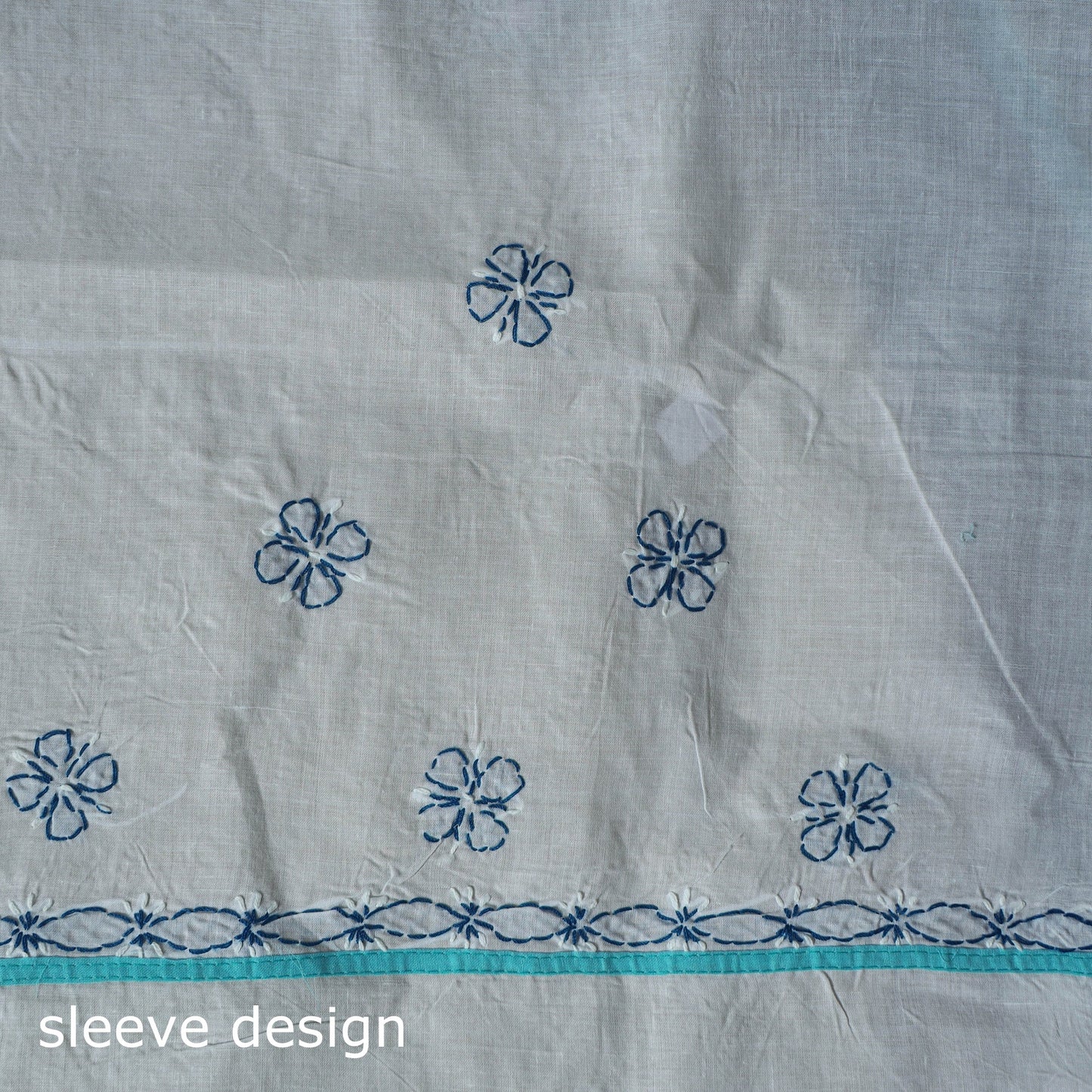 Blue - 3pc hand embroidery cotton lucknow chikankari dress