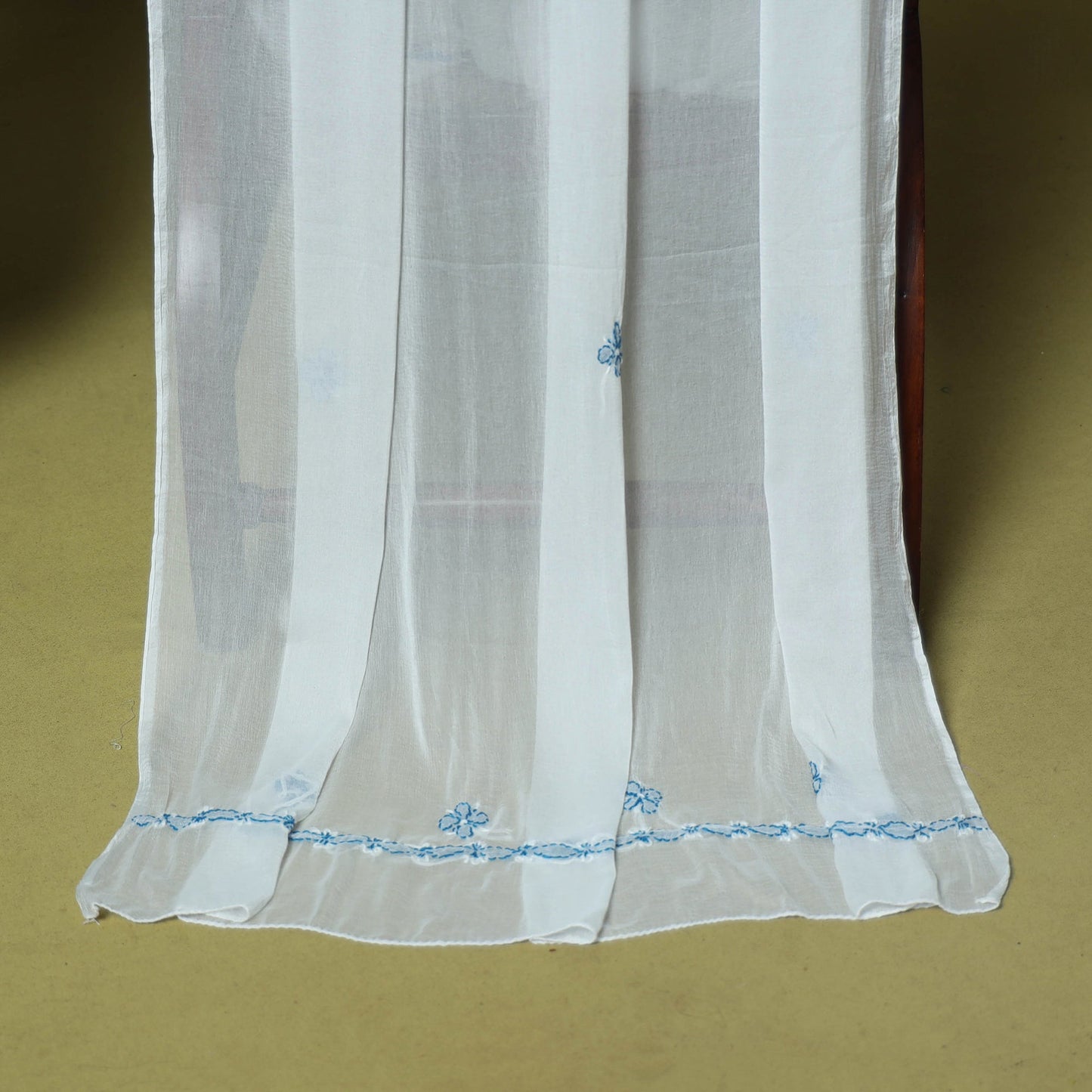 Blue - 3pc hand embroidery cotton lucknow chikankari dress