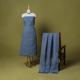 Blue - 3pc hand embroidery cotton lucknow chikankari dress