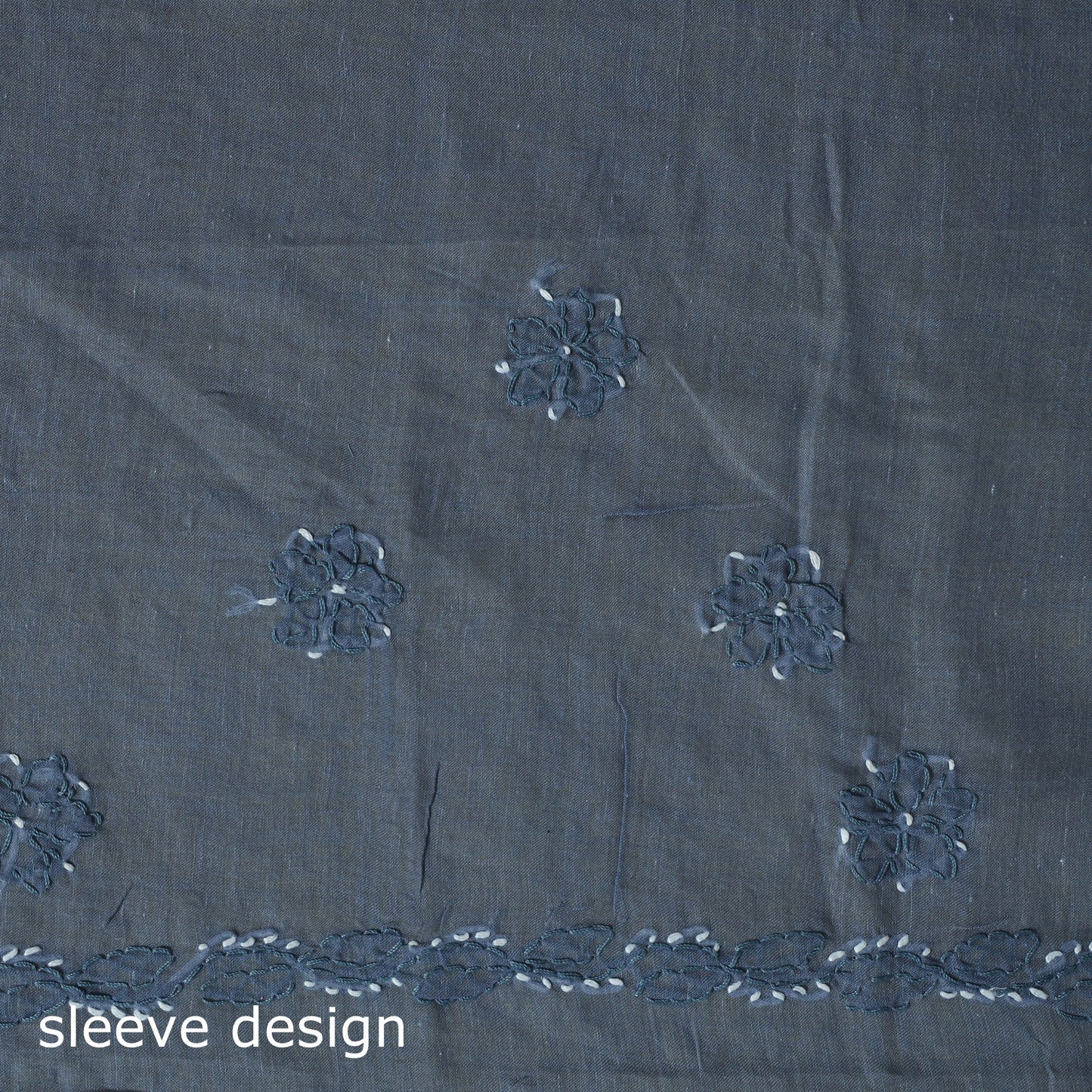 Blue - 3pc hand embroidery cotton lucknow chikankari dress