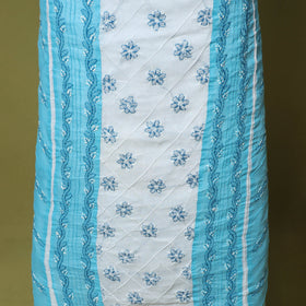 Blue - 3pc hand embroidery cotton lucknow chikankari dress