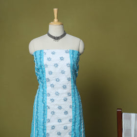 Blue - 3pc hand embroidery cotton lucknow chikankari dress