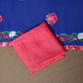 Blue - 3pc hand embroidery georgette unstitched phulkari