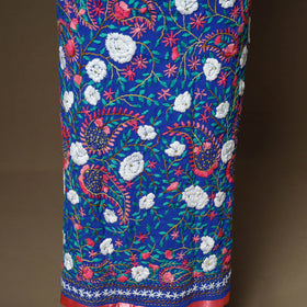 Blue - 3pc hand embroidery georgette unstitched phulkari